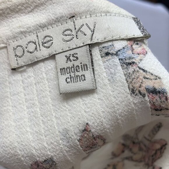 Pale Sky Top Blouse Women XS Hummingbird Floral Tunic Rayon Long Sleeve - Picture 10 of 12